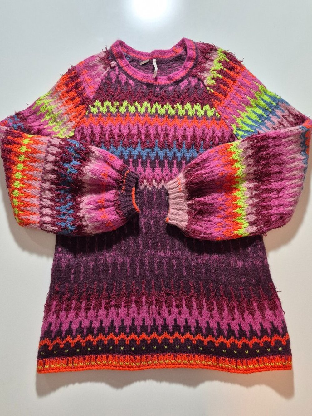 Free People Sweater Women’s XS Multicolor Fair Isle Wool Alpaca Blend Crewneck
